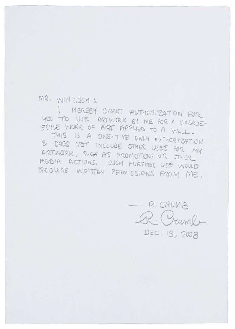 Robert CRUMB Handwritten Letter: Artistic Permissions: Heading: Author: Crumb, Robert Title: R. Crumb Handwritten Letter, 2008 Place Published: Publisher: Date Published: Description: Original letter hand-written by R. Cr