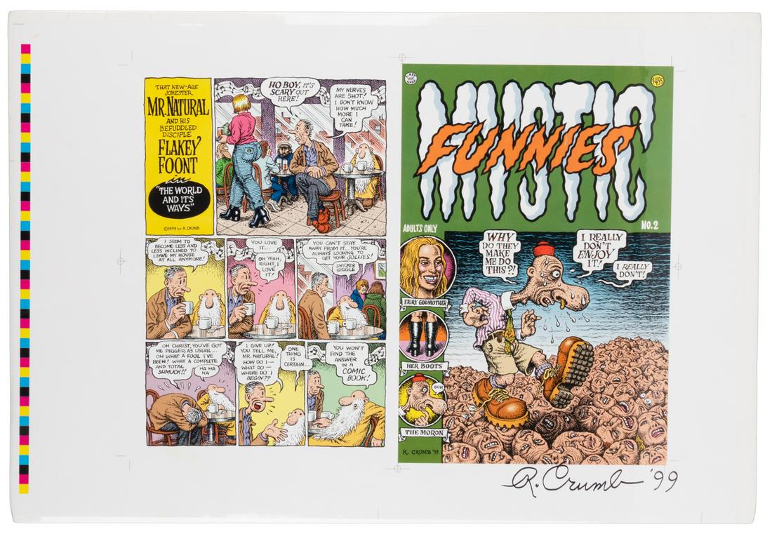 R. CRUMB * Mystic Funnies #2 SIGNED Uncut Cover (1 of 2)