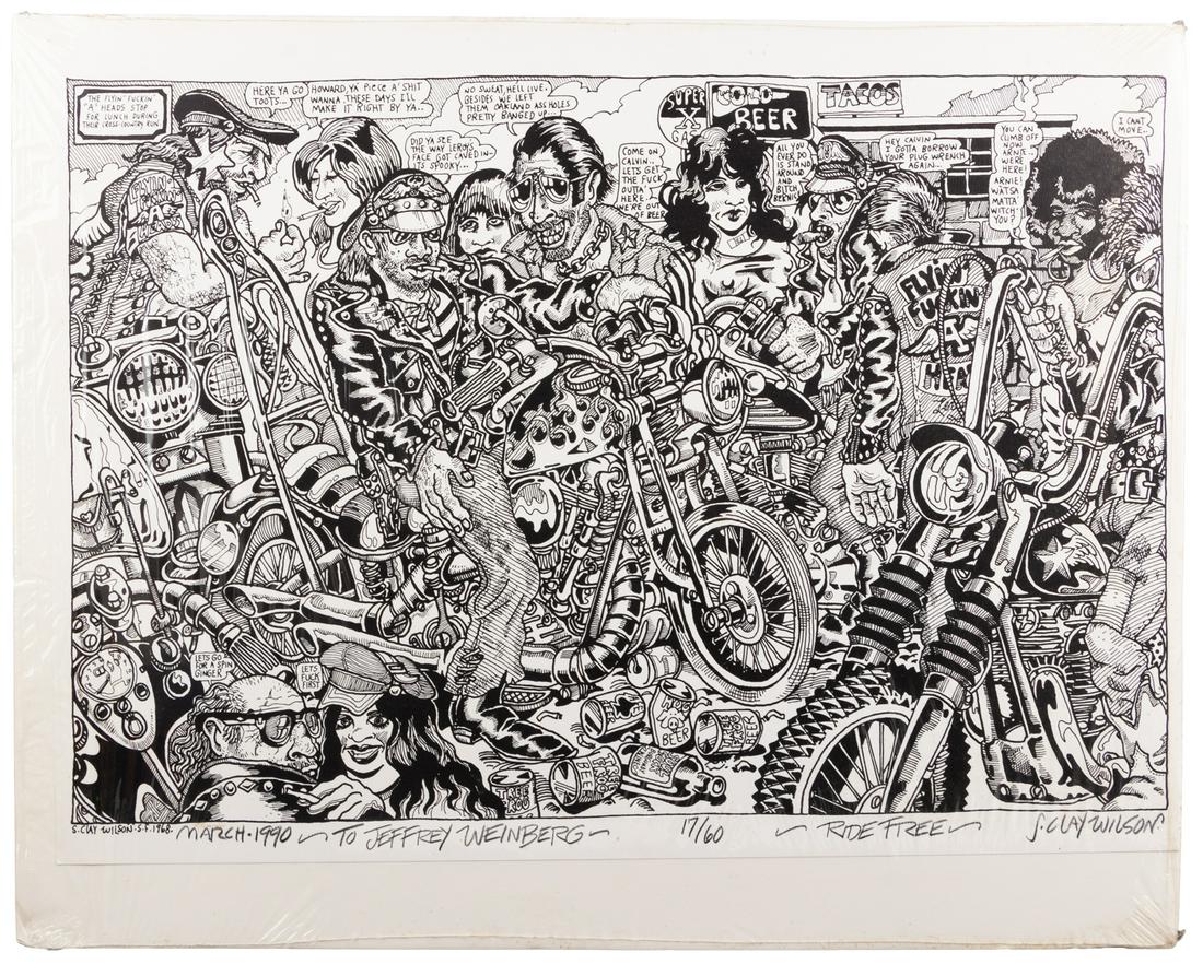 S. Clay Wilson Signed Ltd Print: RIDE FREE (1 of 3)