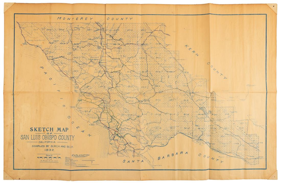 Rare blue line map of San Luis Obispo County (1 of 4)