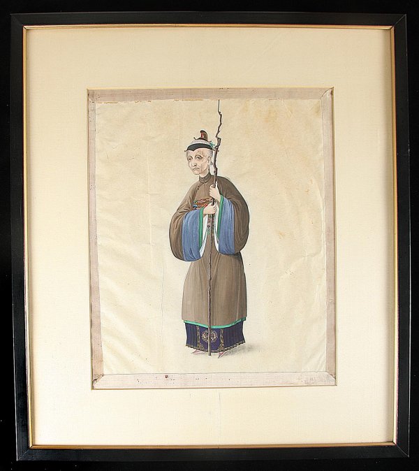 Oil painting of old Chinese woman 19th century