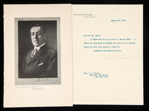 Letter signed by Woodrow Wilson 1914