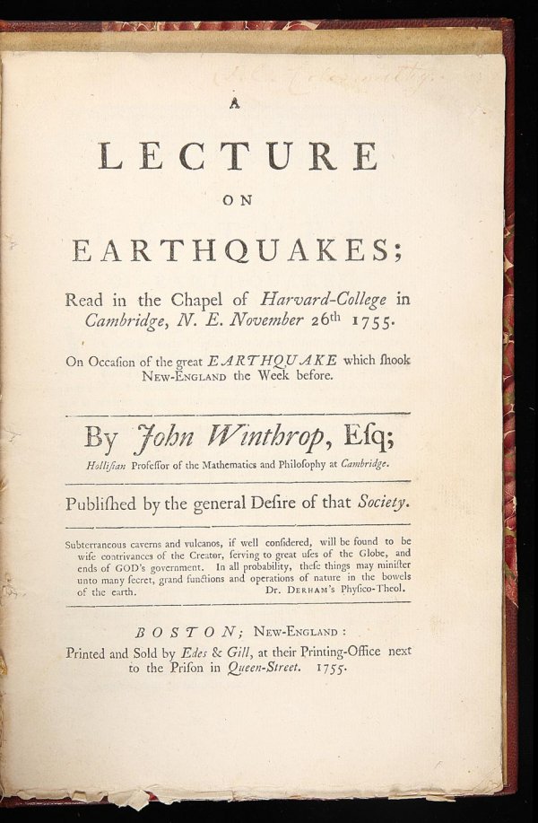 John Winthrop on the New England Earthquake 1755 - 3