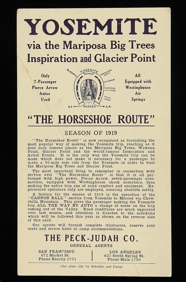 Yosemite Motor Trip via Horseshoe Route 1919