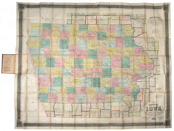 Very large folding map of Iowa 1857