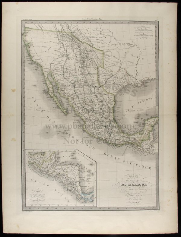 Map of Mexico 1842 with independent Texas