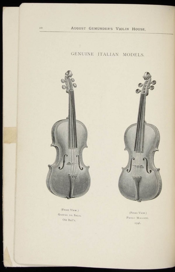 August Gemunder Violin Catalogue 1889