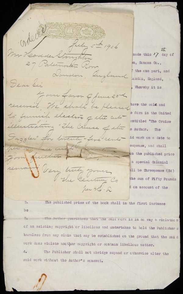 Jack London, Signed Contract for Dazzler - 2