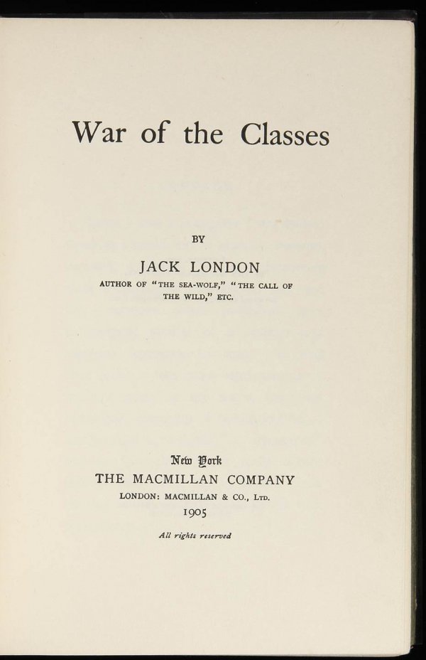Jack London's War of the Classes, 1st, Signed - 2