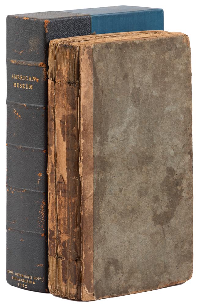 Attributed to be from Thomas Jefferson's Library: Heading: (Jefferson, Thomas) Author: Title: The American Museum, or Universal Magazine... Part I. From January to June Place Published: Philadelphia Publisher:From the Press of M. Carey Date Pub