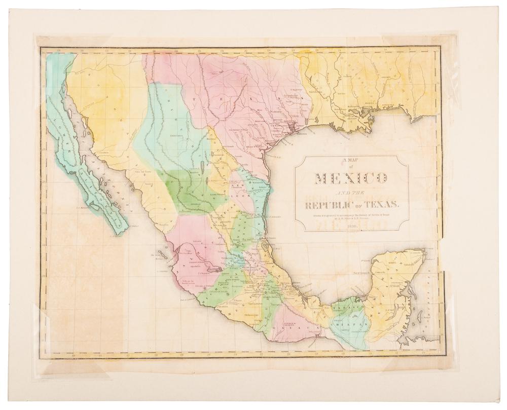 Map of Republic of Texas & Mexico 1838: Heading: (Texas) Author: Niles, J.M. & L.T. Pease Title: A Map of Mexico and the Republic of Texas. Drawn & Engraved to accompany the History of Mexico & Texas by J.M. Niles & L.T. Pease, 1838 Place P