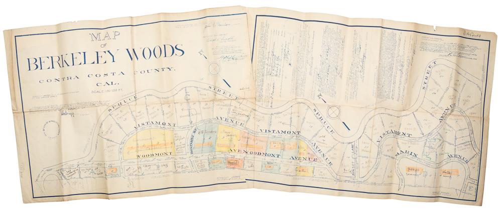 Real estate map of Berkeley Woods with ms. noted, 1917 (1 of 7)