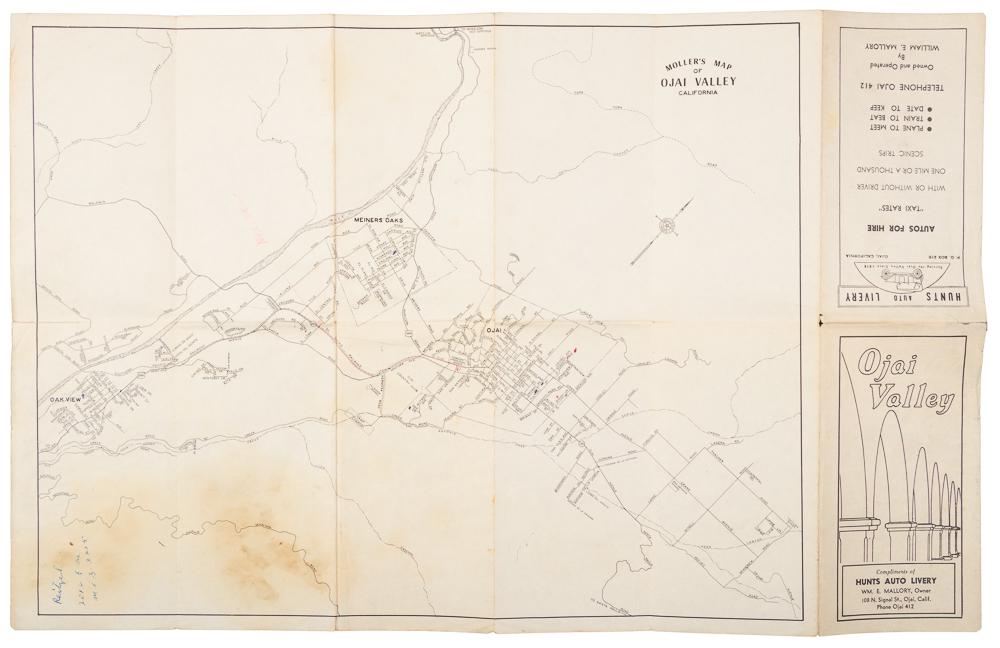 Scarce map of Ojai Valley, California: Heading: (California - Ojai Valley) Author: Moller, George Title: Moller's map of Ojai Valley, California Place Published: Ojai, Cal. Publisher:George Moller Date Published: c.1930's De