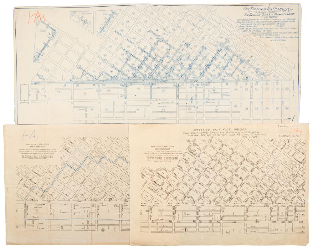 Foot traffic affects S.F. property values, 1922 map (1 of 4)
