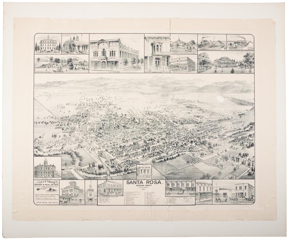 Rare bird's-eye view of Santa Rosa, Cal. 1885 (1 of 3)