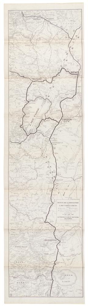 Rare road map from Bridgeport to Reno & Tahoe (1 of 2)