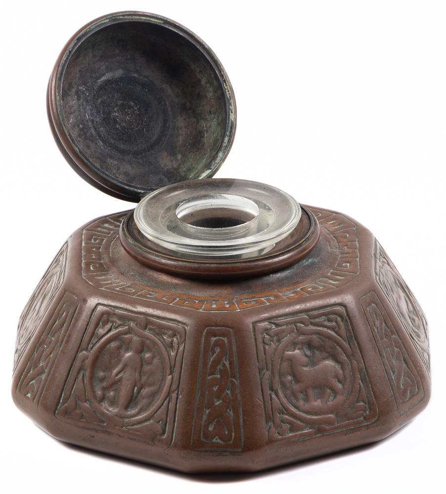TIFFANY STUDIOS Bronze Inkwell, 1920s (1 of 2)