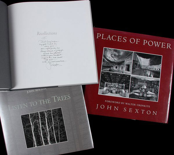 3 photography books by John Sexton, two inscribed: Title: Lot of three photography books by John Sexton, two inscribed Author: Sexton, John Description: Includes: Listen to the Trees. [1994]. * Places of Power: The Aesthetics of Technology. Foreword b