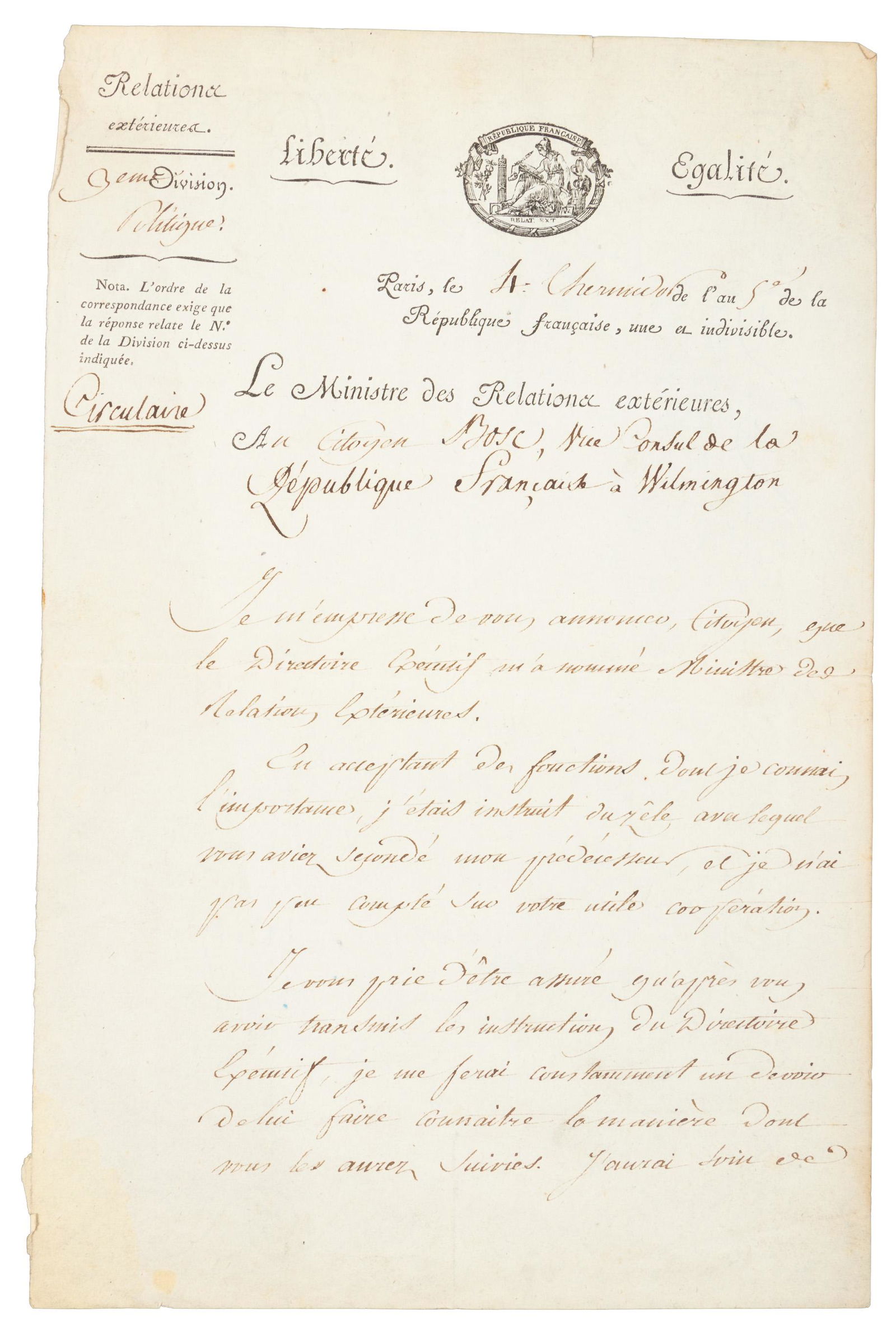 Signed by Talleyrand in 1797 (1 of 3)