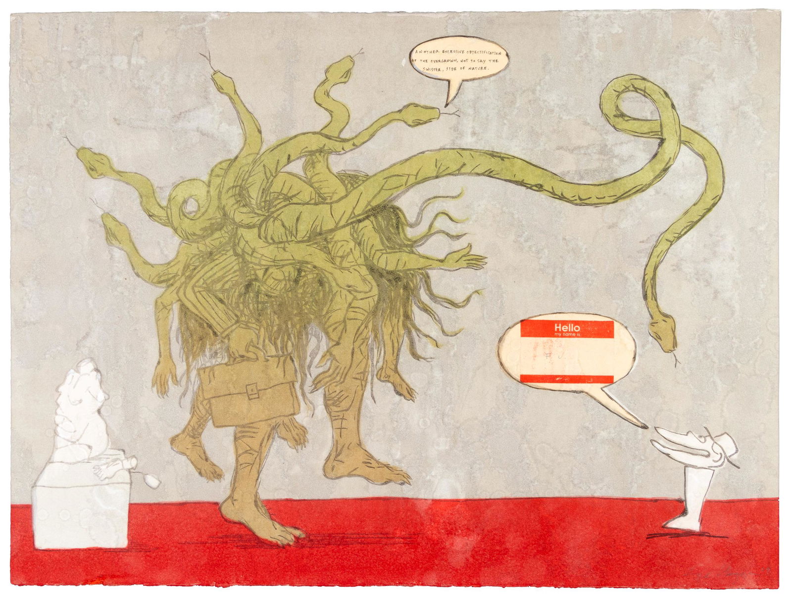 Monoprint signed by Enrique Chagoya: Heading: Author: Chagoya, Enrique Title: Orozco & Victor Hugo Meet at the Auction House Place Published: Palo Alto, CA Publisher:Smith Andersen Editions Date Published: 2009 Descriptio