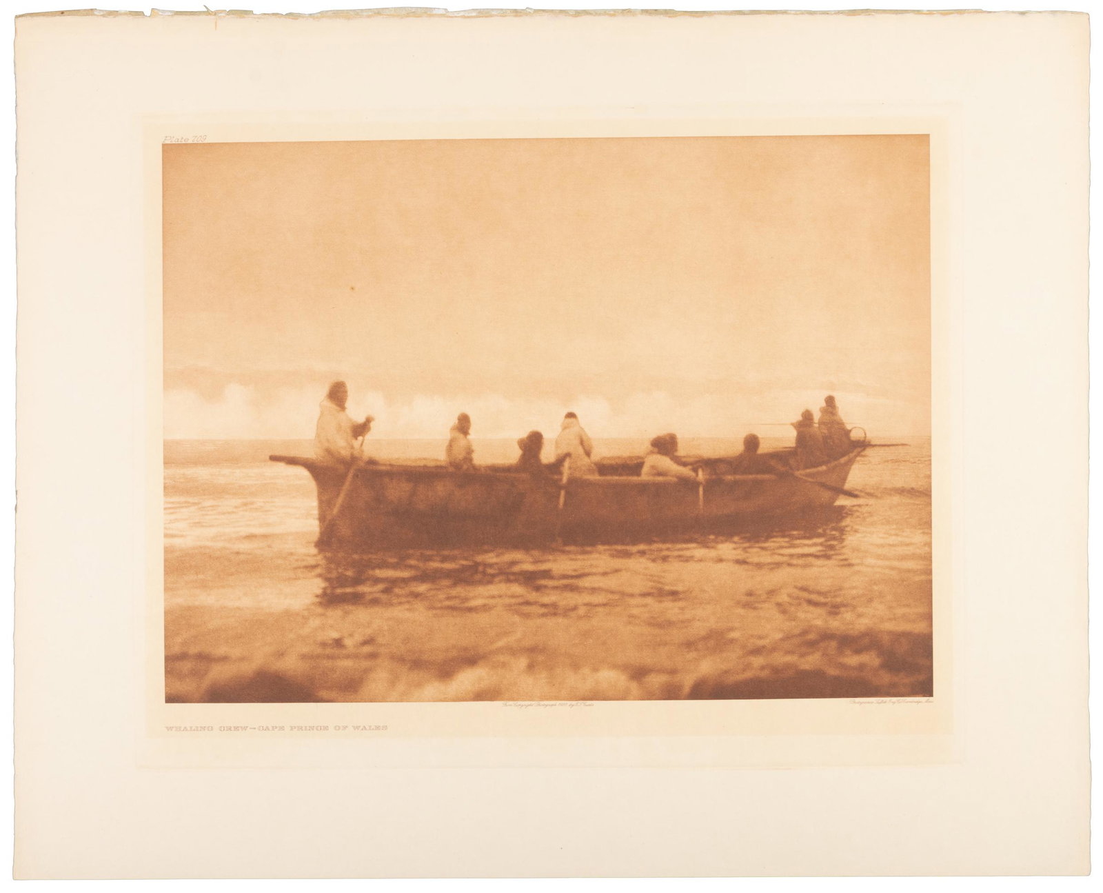Curtis, Whaling Crew - Cape Prince of Wales: Heading: (Curtis, Edward S. - Plate 709) Author: Curtis, Edward S. Title: Whaling Crew - Cape Prince of Wales Place Published: [Cambridge, MA] Publisher:[The University Press] Date Published: