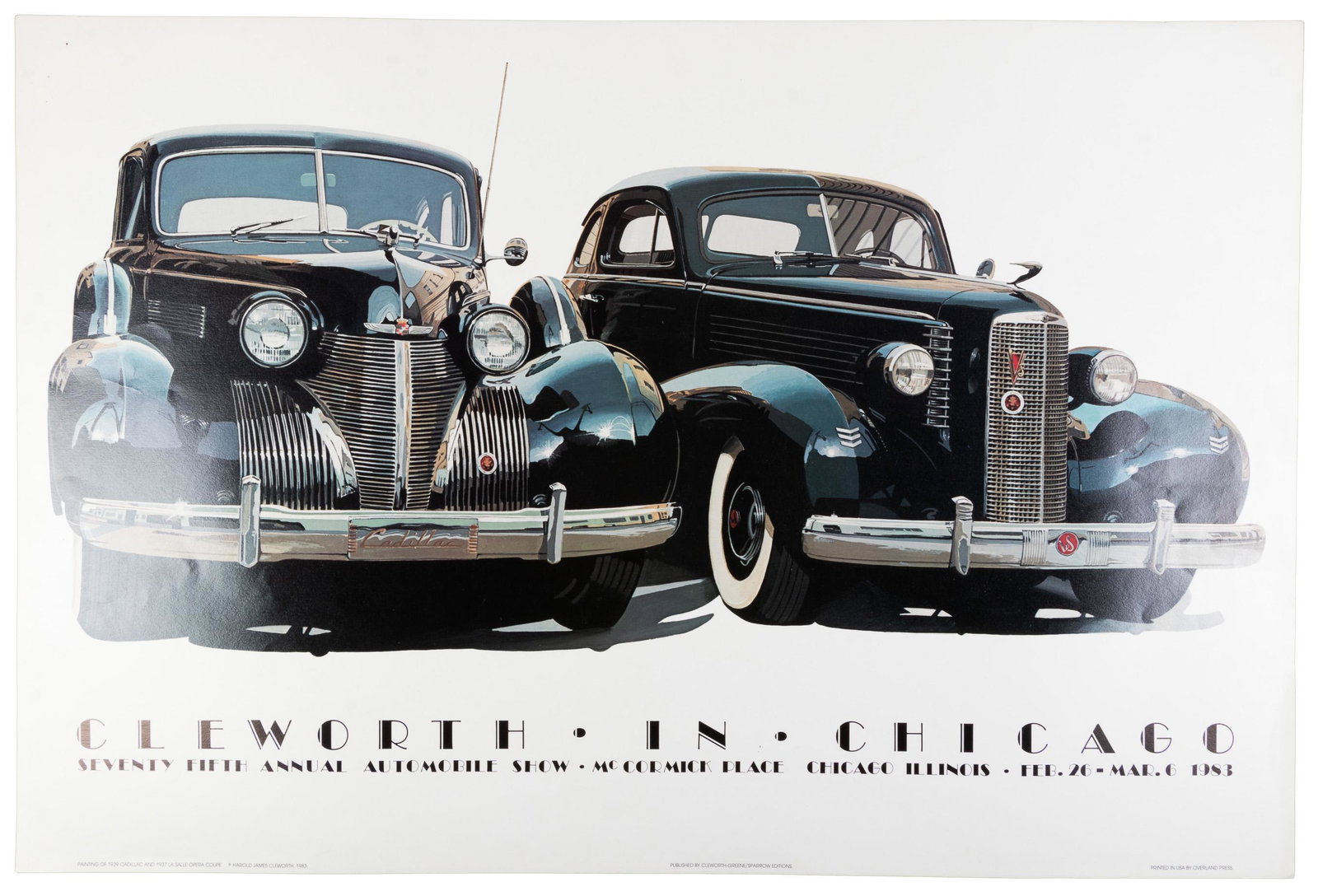 Two car show posters from Harold J. Cleworth: Heading: Author: Cleworth, Harold James Title: Two car show posters by Harold James Cleworth - one signed Place Published: [Venice, CA] Publisher: Date Published: 1983 Description: