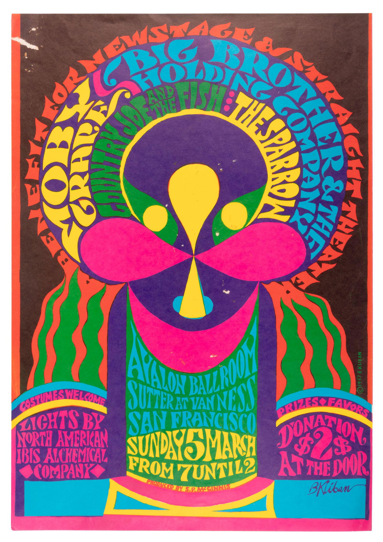B. Kilban Avalon Ballroom poster 1967: Heading: (Rock Posters) Author: Kilban, B. Title: Big Brother and the Holding Company, Moby Grape and others at the Avalon Ballroom March 5, 1967 Place Published: San Francisco Publisher: Date Pu