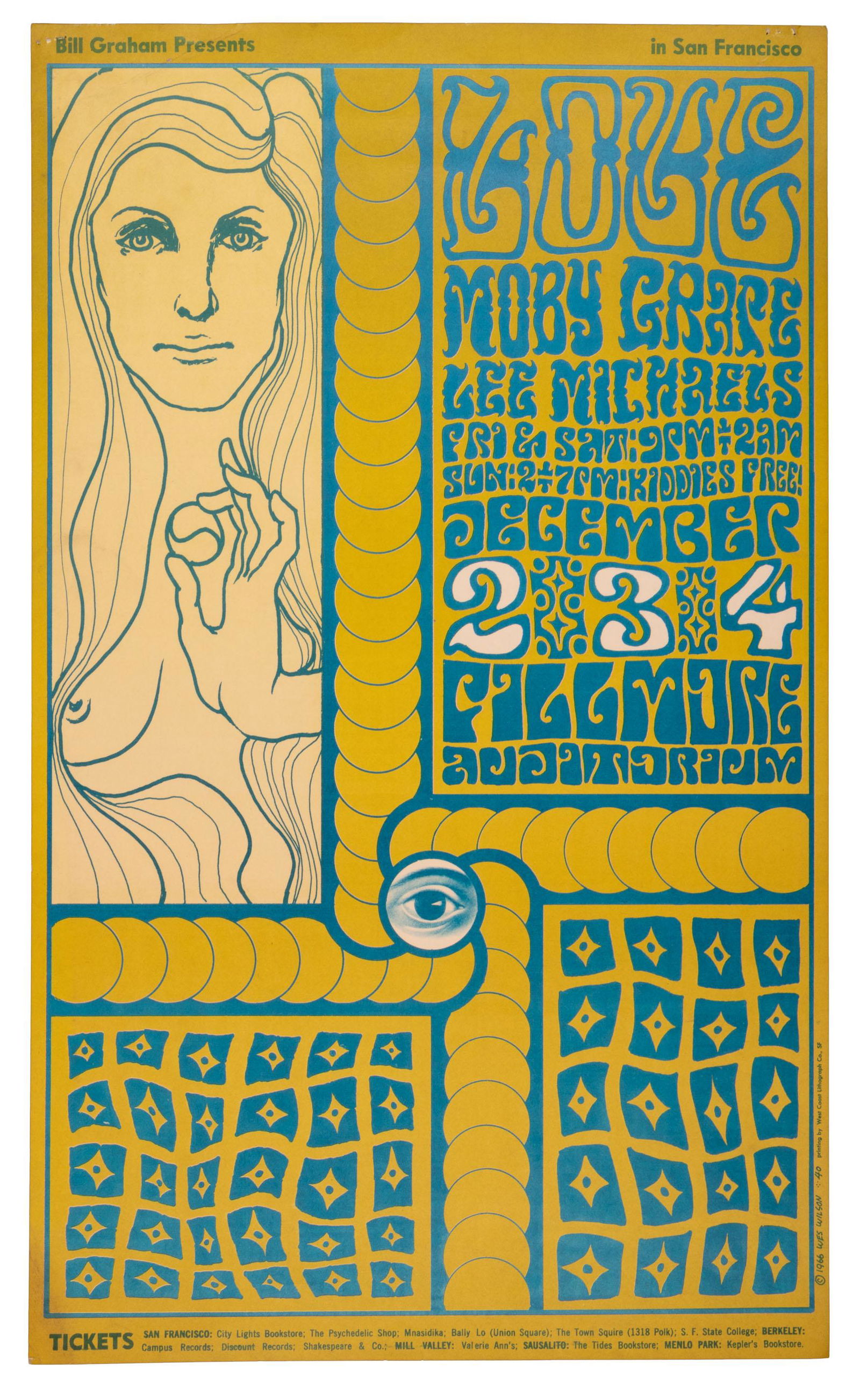 Love and Moby Grape at the Fillmore December 1966: Heading: (Rock Posters) Author: Wilson, Wes, artist Title: Love and Moby Grape at the Fillmore December 1966 Place Published: San Francisco Publisher:Bill Graham Presents Date Published: 1966