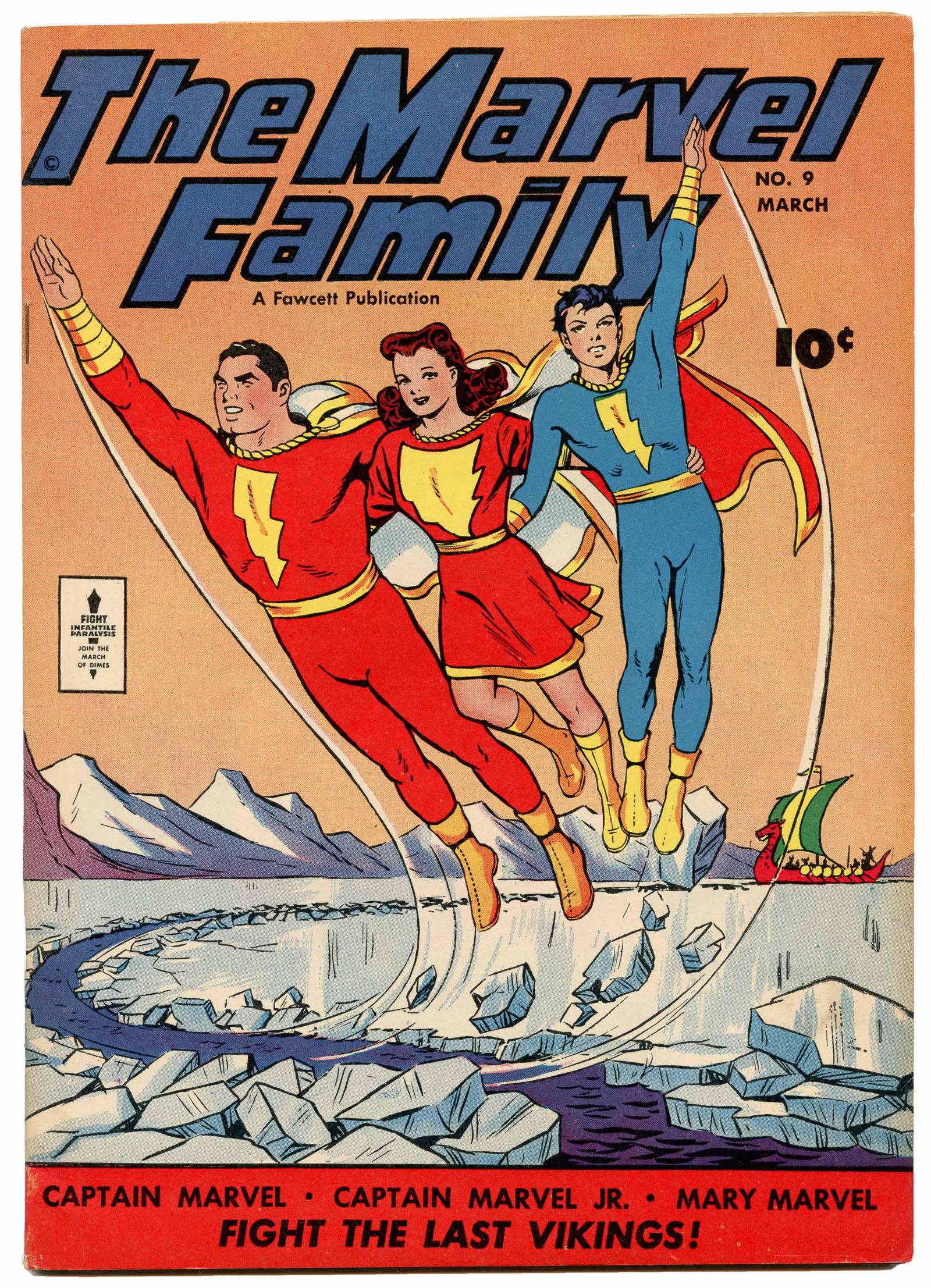 MARVEL FAMILY #9 * 6.0 * Vikings, Ghosts, Madmen,: Heading: Author: Title: MARVEL FAMILY No. 9 Place Published: Publisher: Date Published: Description: Fawcett. March, 1947. Fine (6.0). Clean and lovely.