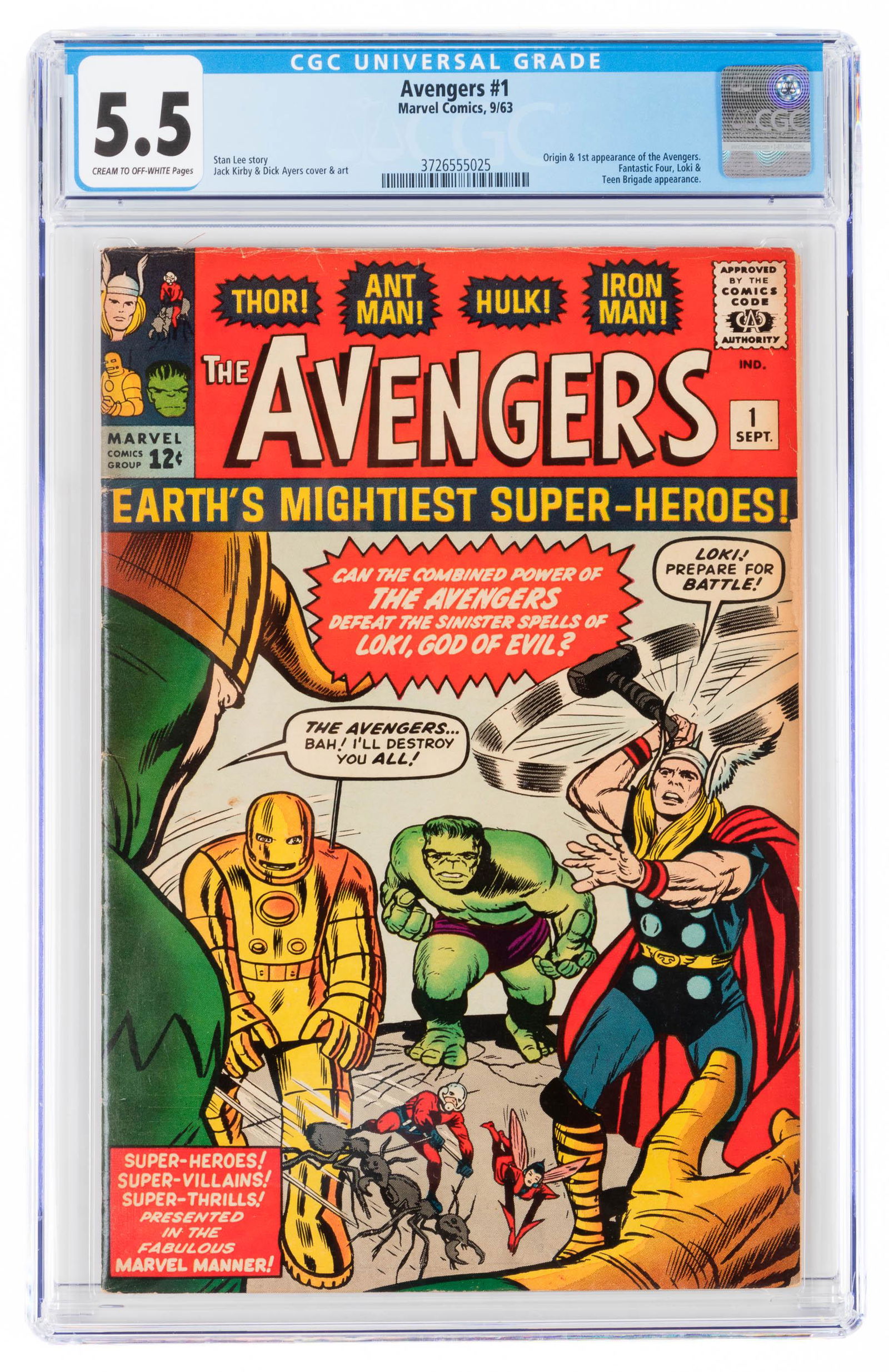 AVENGERS #1 * CGC 5.5 * Origin & 1st App: The AVENGERS (1 of 2)