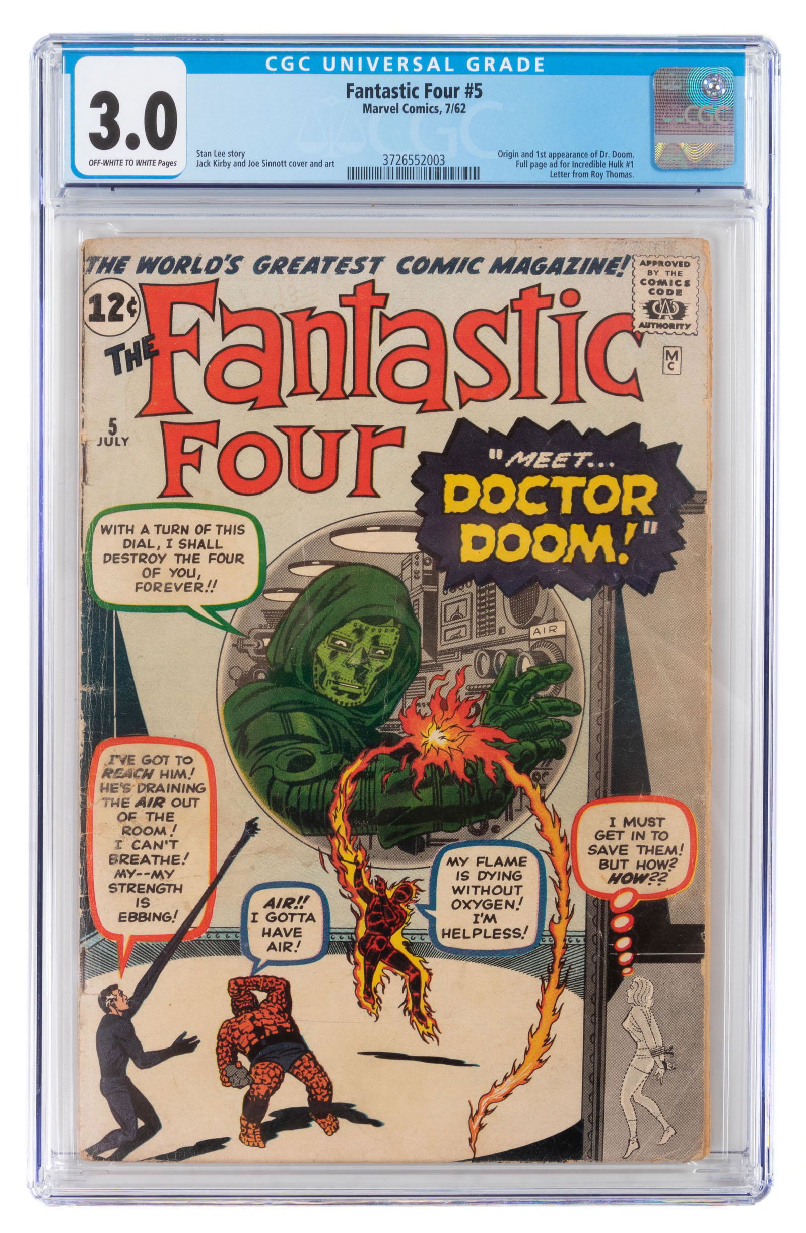 FANTASTIC FOUR #5 * CGC 3.0 * 1st App: DOCTOR DOOM (1 of 3)