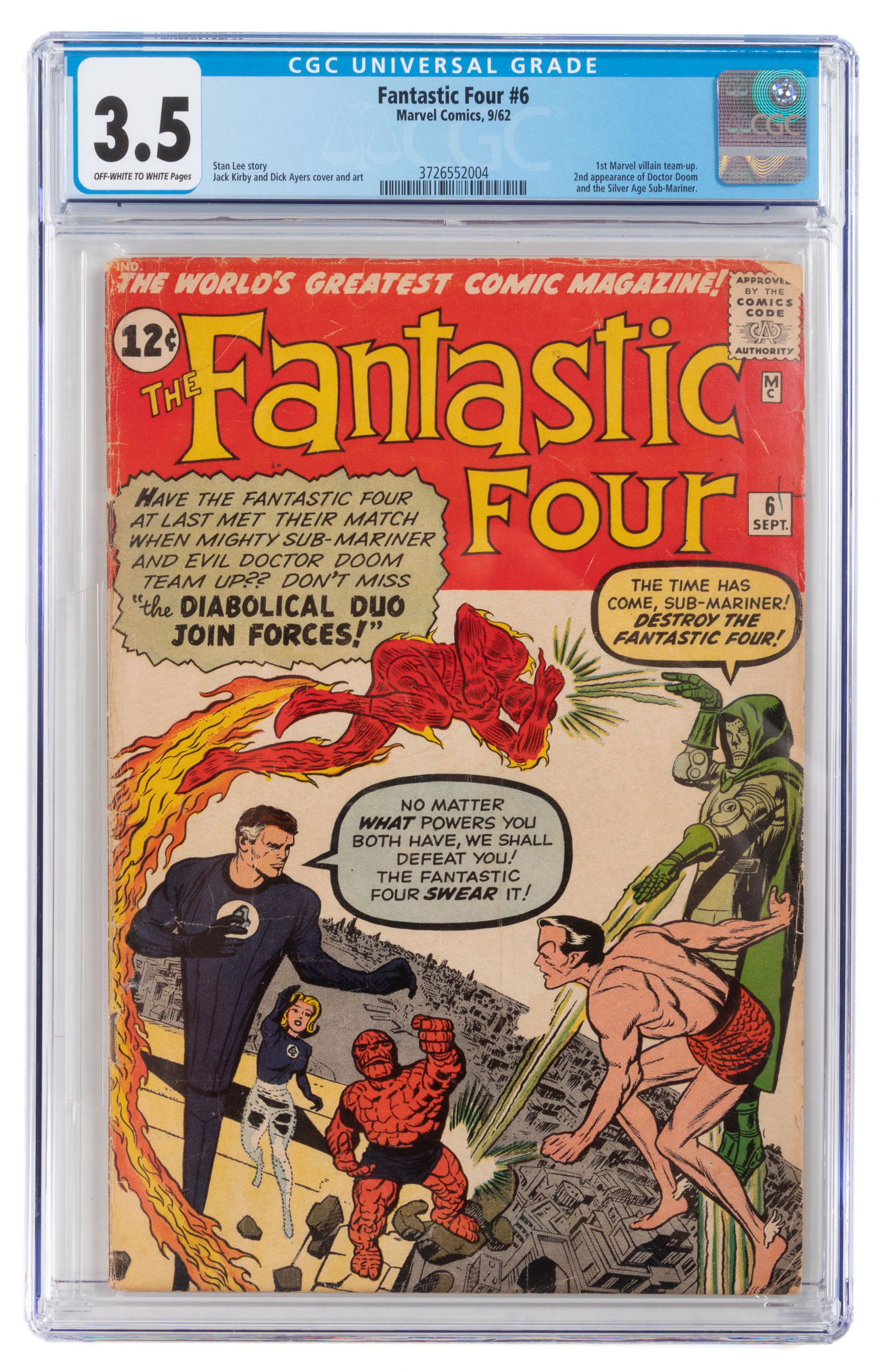 FANTASTIC FOUR #6 * CGC 3.5 * Subby and Doctor DOOM (1 of 2)