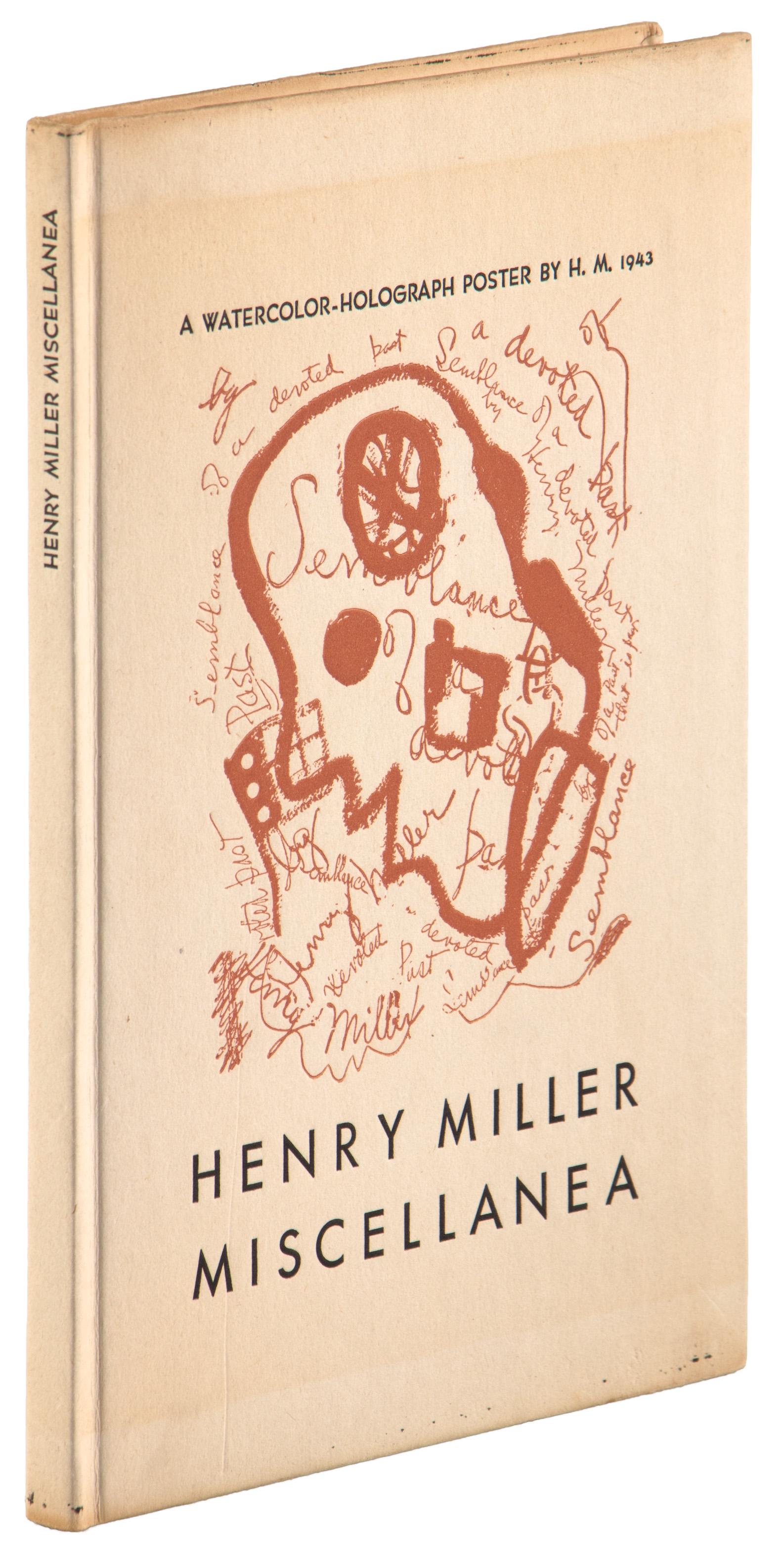 Inscribed by Henry Miller: Heading: Author: Miller, Henry Title: Miscellanea Place Published: [Berkeley] Publisher:Bern Porter Date Published: 1945 Description: Illustrated boards. First Edition. No. 221