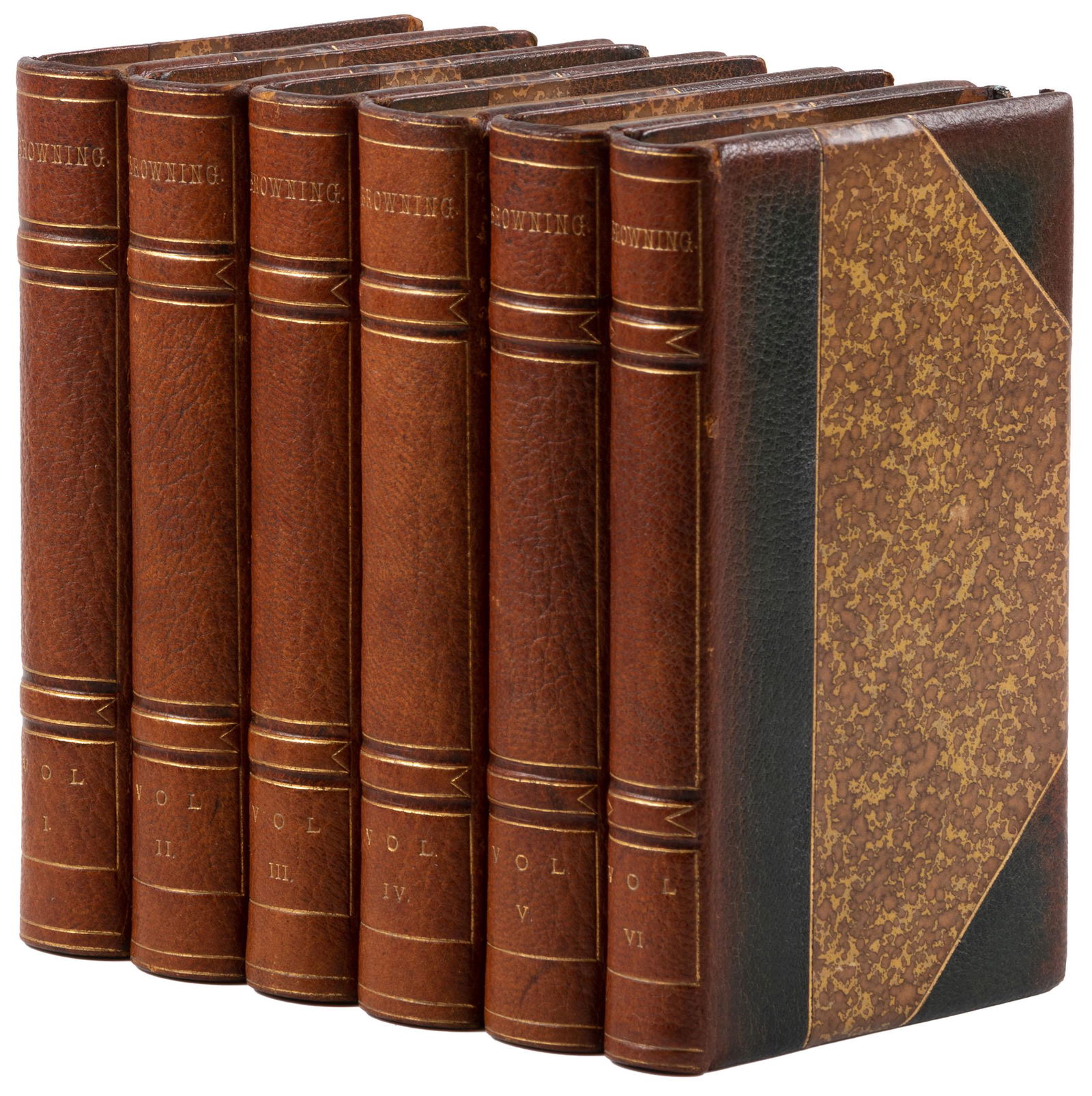 6 Volumes of Robert Browning's Poetry: Heading: (Poetry) Author: Browning, Robert Title: The Poetical Works of Robert Browning Place Published: London Publisher:Smith, Elder, & Co. Date Published: 1882 Description: 6