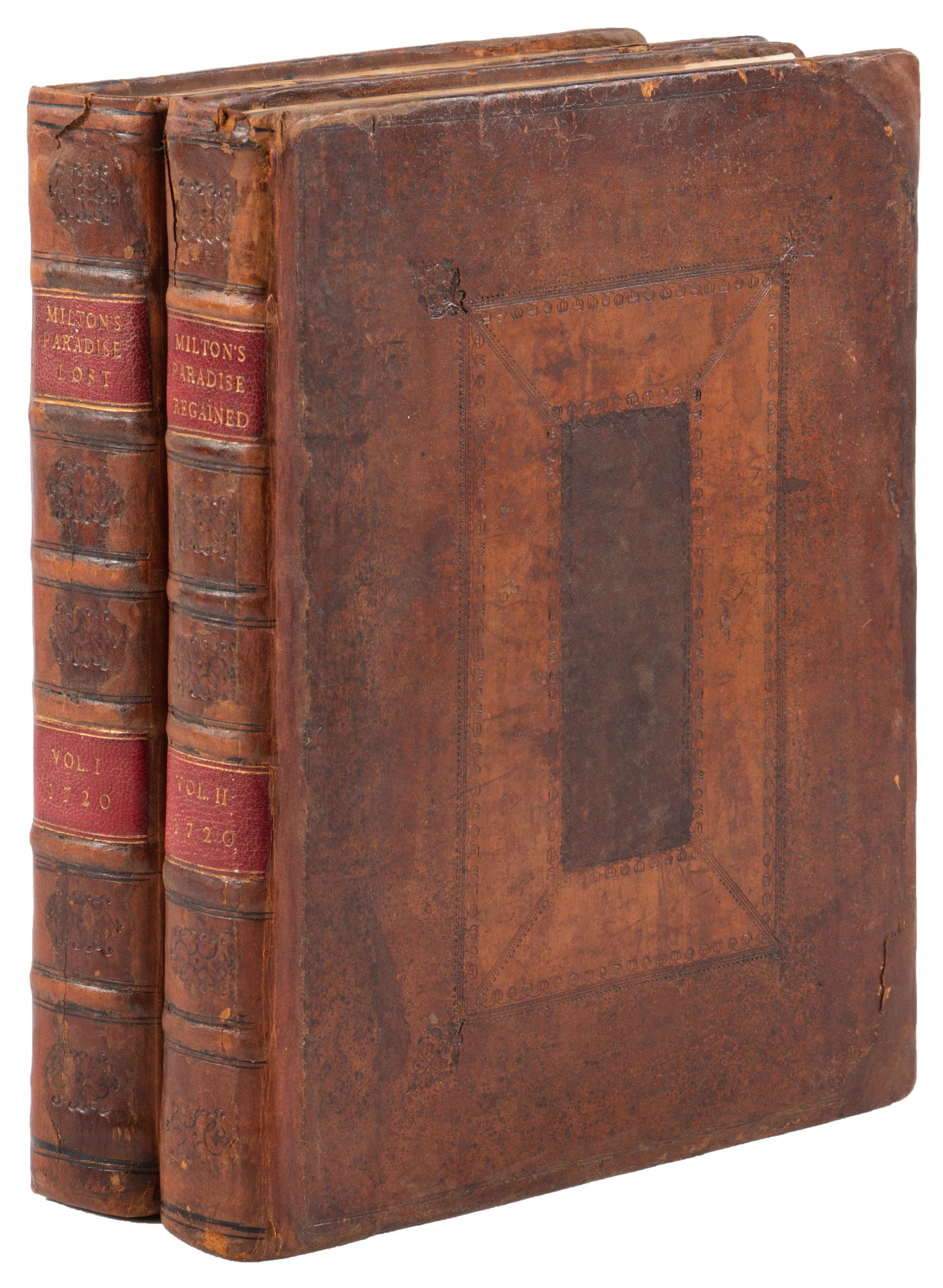 Poetical Works of Mr. John Milton, 1720: Heading: Author: Milton, John Title: The Poetical Works of Mr. John Milton Place Published: London Publisher:Jacob Tonson Date Published: 1720 Description: 2 volumes. [18], 590,