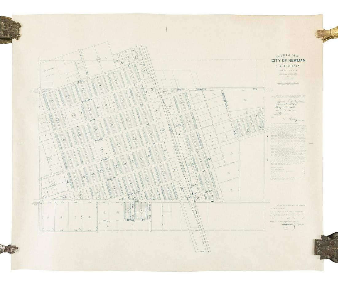 Rare map of Newman, California, in 1940 Feb 04, 2021 PBA Galleries
