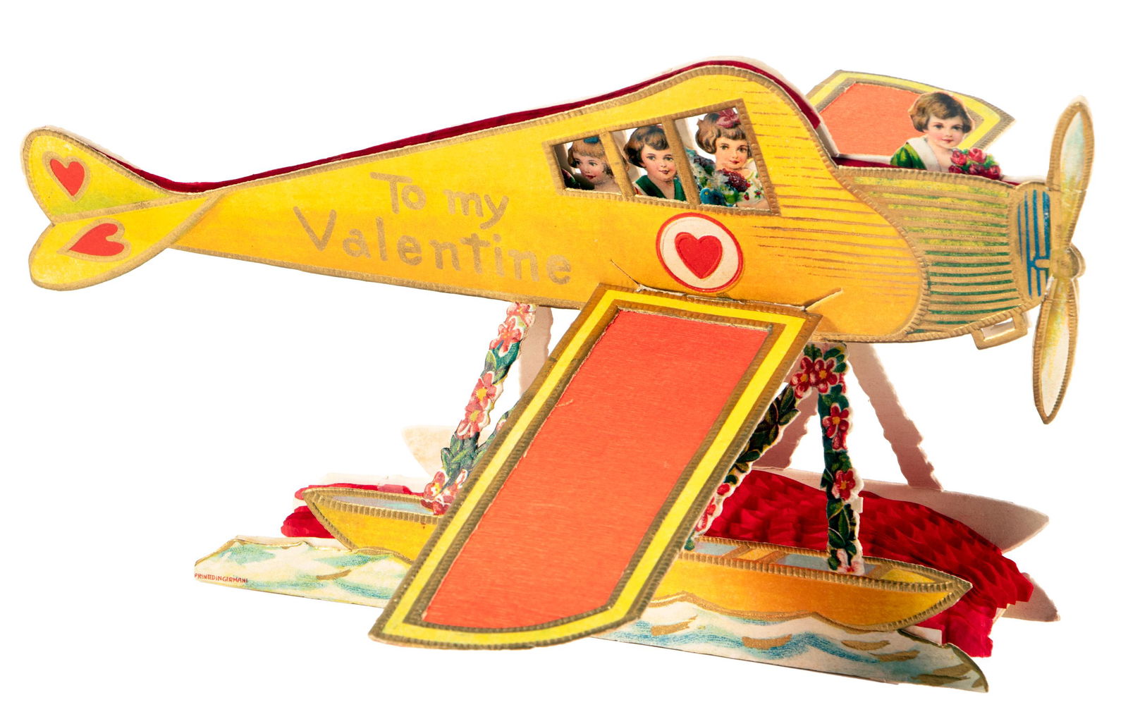 7 Victorian fold-out Valentines w/ 3D airplane (1 of 7)