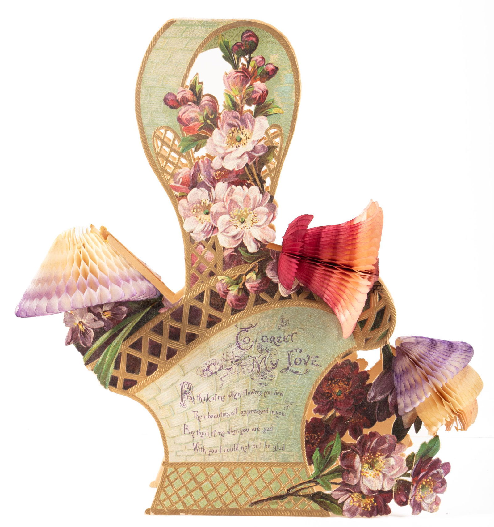 3 Large beehive Valentines from early 20th century (1 of 3)