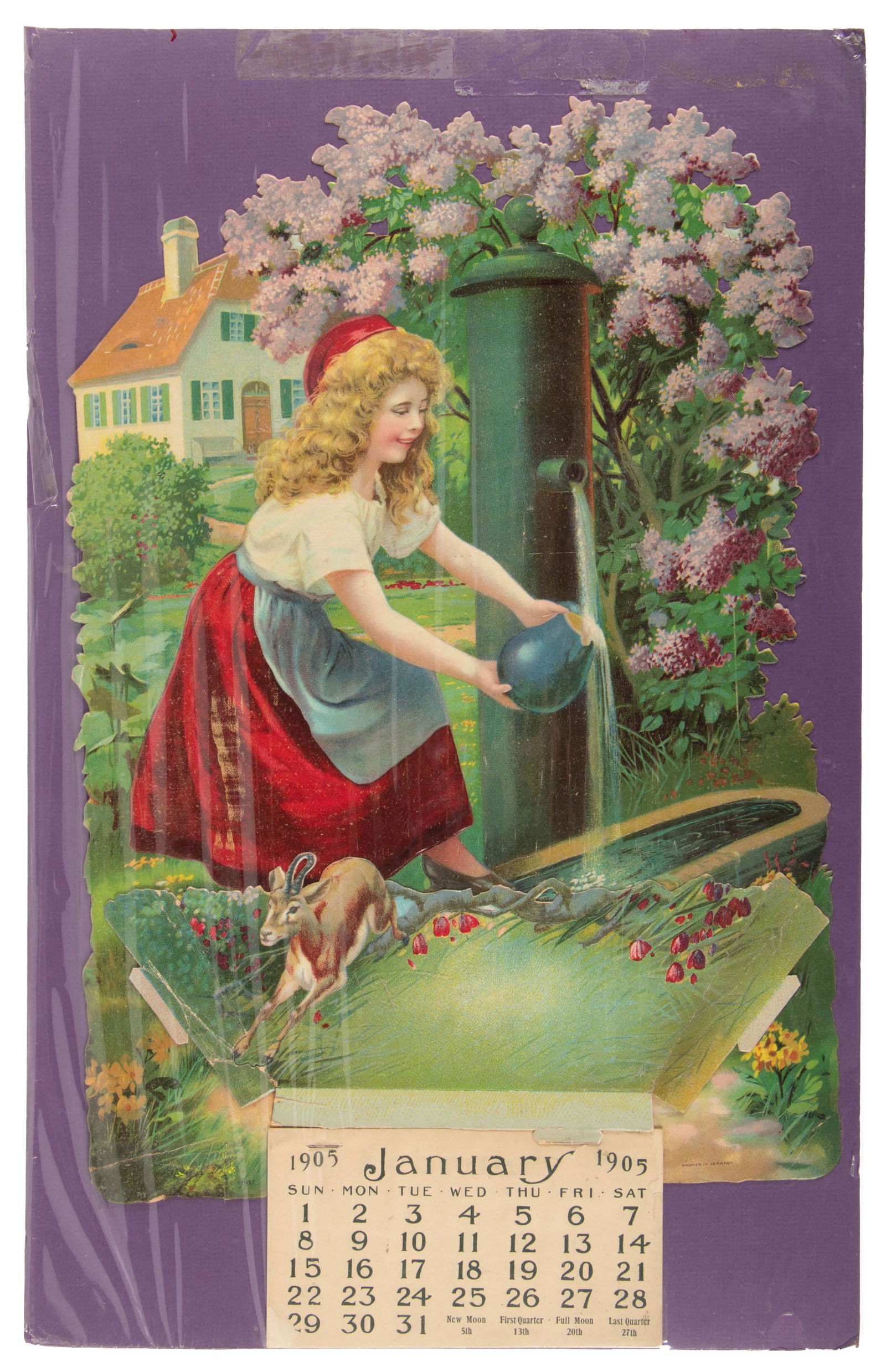 Victorian 1905 die-cut wall calendar w/ pocket (1 of 1)