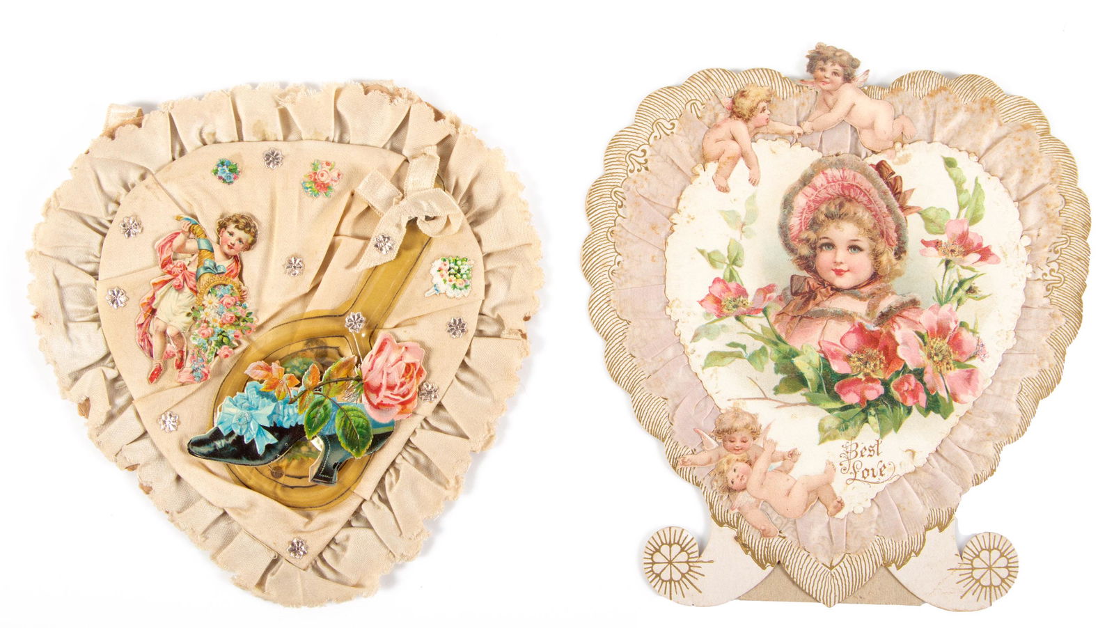 2 Victorian silk heart Valentines (1 of 1)