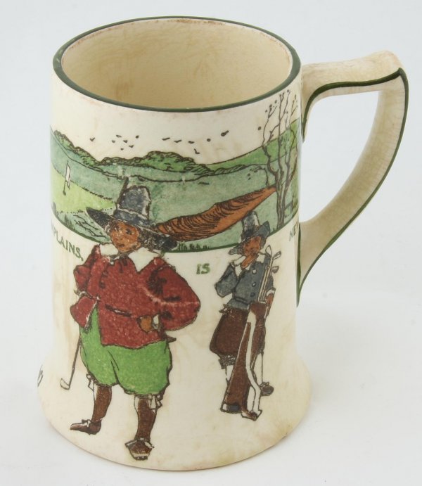 Charles Crombie Golf Series Ware Tankard: Title: Charles Crombie Golf Series Ware Tankard Author: ** Description: Ceramic tankard, approximately 5½" tall.Decorated with golfing scenes after the work of Charles Crombie. With the phrase "He th