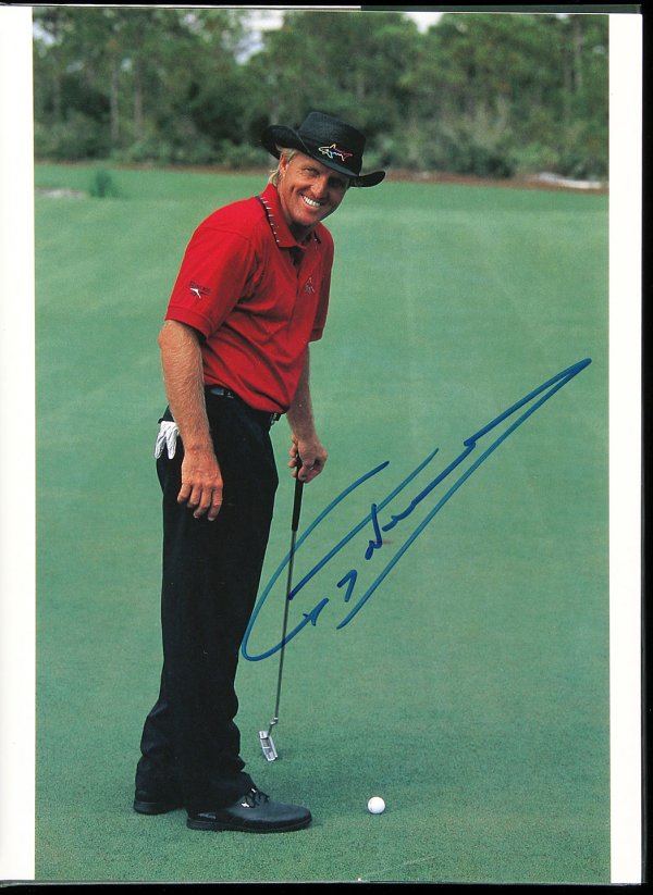 Greg Norman Advanced Golf Signed 1st Edition: Title: Advanced Golf Author: Norman, Greg Description: Boards, pictorial dust jacket. First Edition.Signed by Norman on full page photograph at front. Additionaly signed by Ray Floyd at the end of his