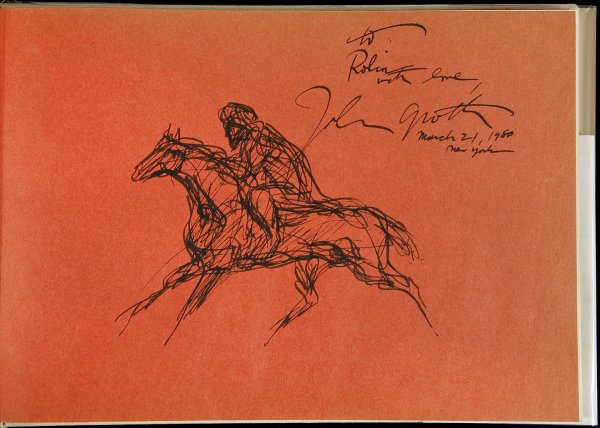 John Groth's World of Sport w/sketch: Title: John Groth's World of Sport Author: Groth, John Description: 152 pp. Illustrations throughout in color and black & white. (Oblong 4to) 8½x12, white cloth, dust jacket. First Edition.With an or