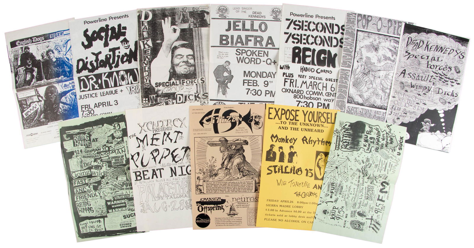 Eleven punk show broadsides from the 80's-90's: Heading: (Punk - Broadsides) Author: Title: Eleven vintage punk show broadsides from the 1980's-1990's Place Published: California Publisher: Date Published: Various dates Description:
