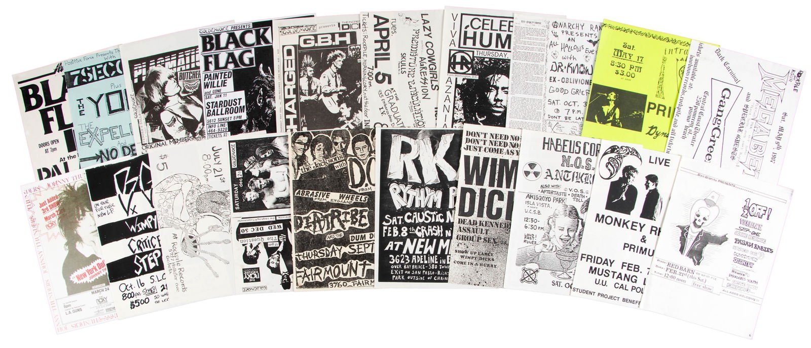 Twenty punkshow flyers from CA 1980's-90's: Heading: (Punk - Show Flyers) Author: Title: Twenty flyers from California punk shows of the 1980's-90's Place Published: California Publisher: Date Published: Various dates Descriptio