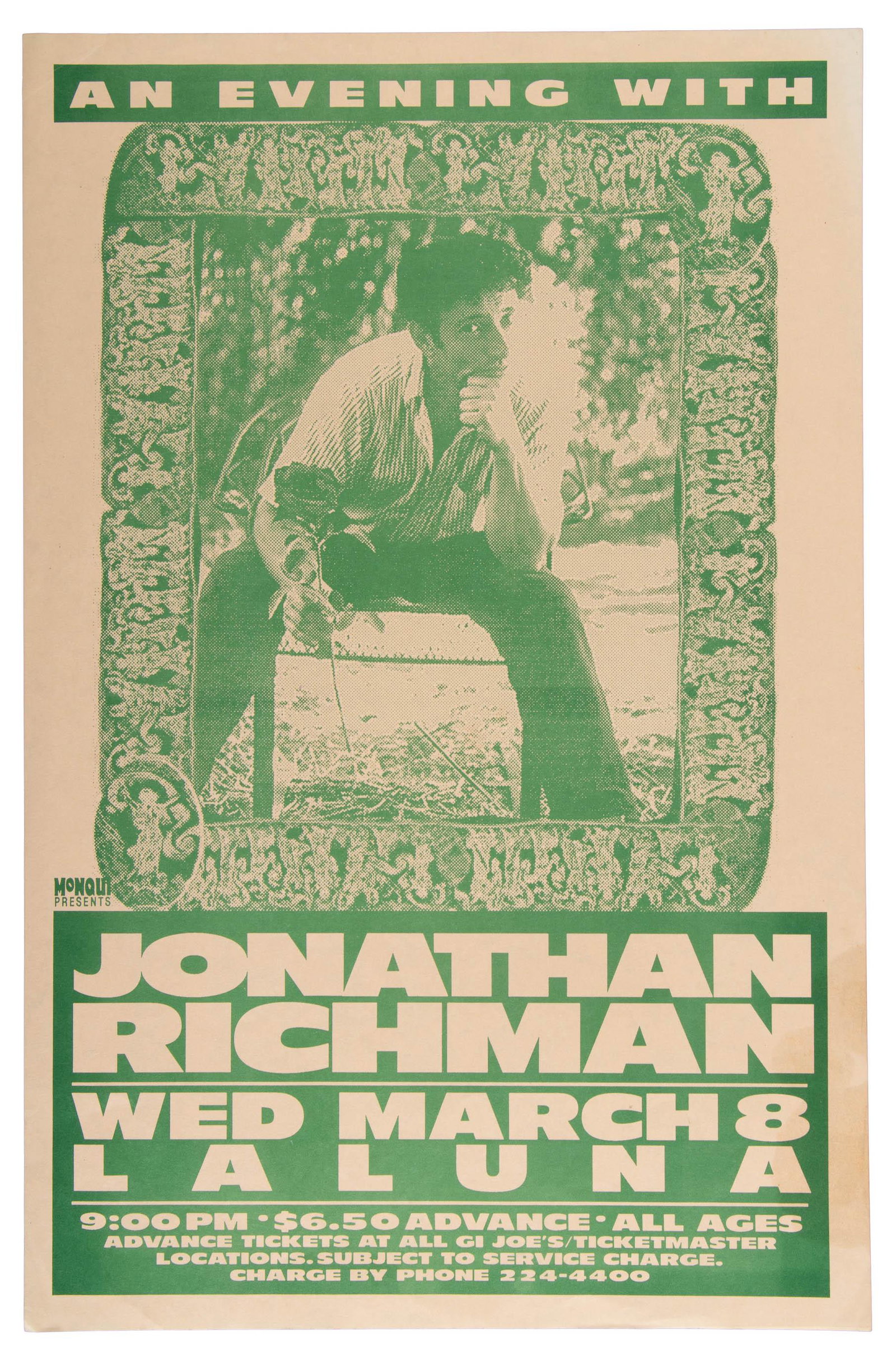 An Evening with Jonathan Richman, 1978: Heading: (Richman, Jonathan) Author: Title: An Evening with Jonathan Richman Place Published: Portland, OR Publisher:Monqut Date Published: 1978 Description: Offset-printed conc