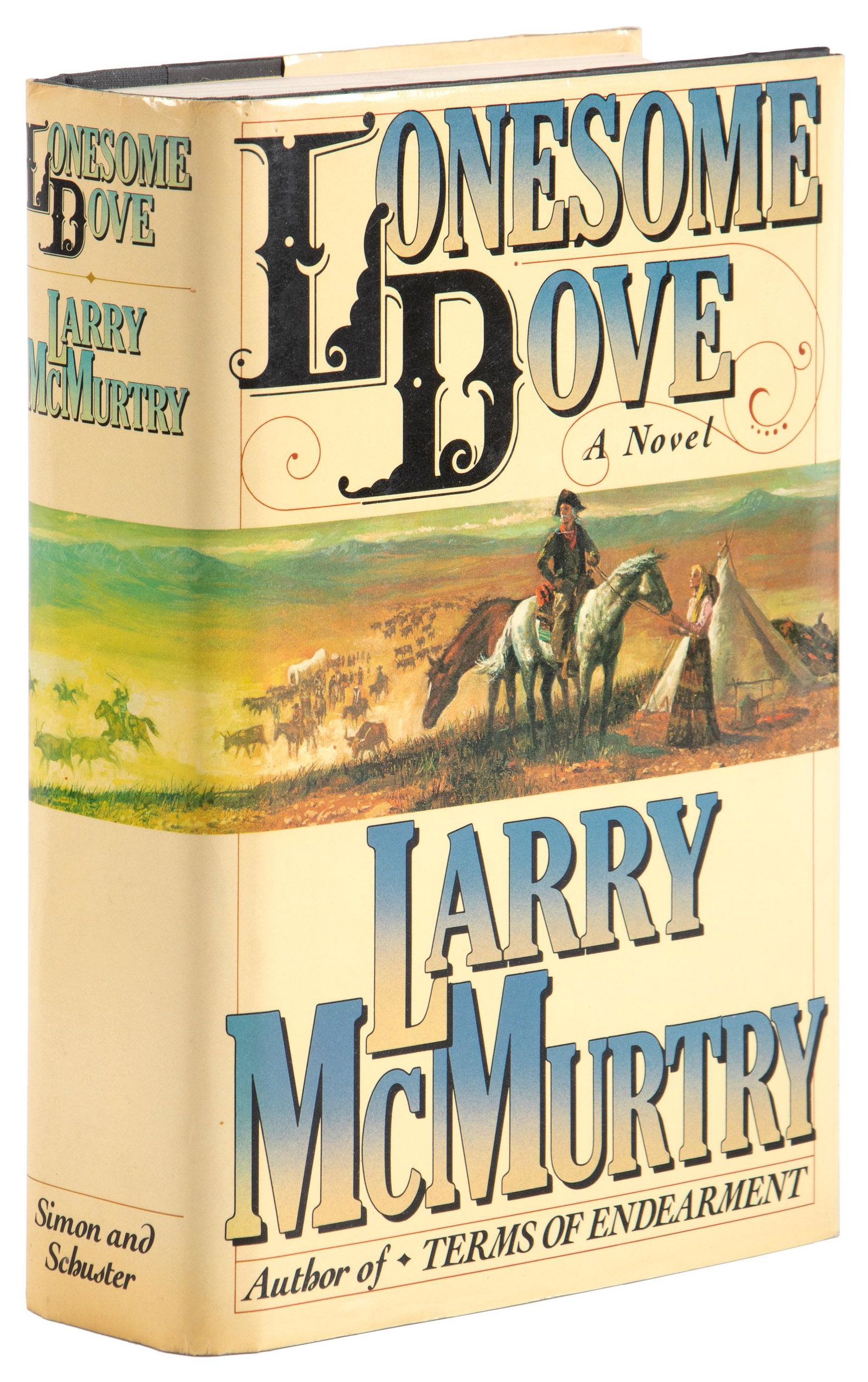 Lonesome Dove by McMurtry Signed 1st: Heading: Author: McMurtry, Larry Title: Lonesome Dove Place Published: New York Publisher:Simon and Schuster Date Published: [1985] Description: (8vo) black cloth and paper-cove