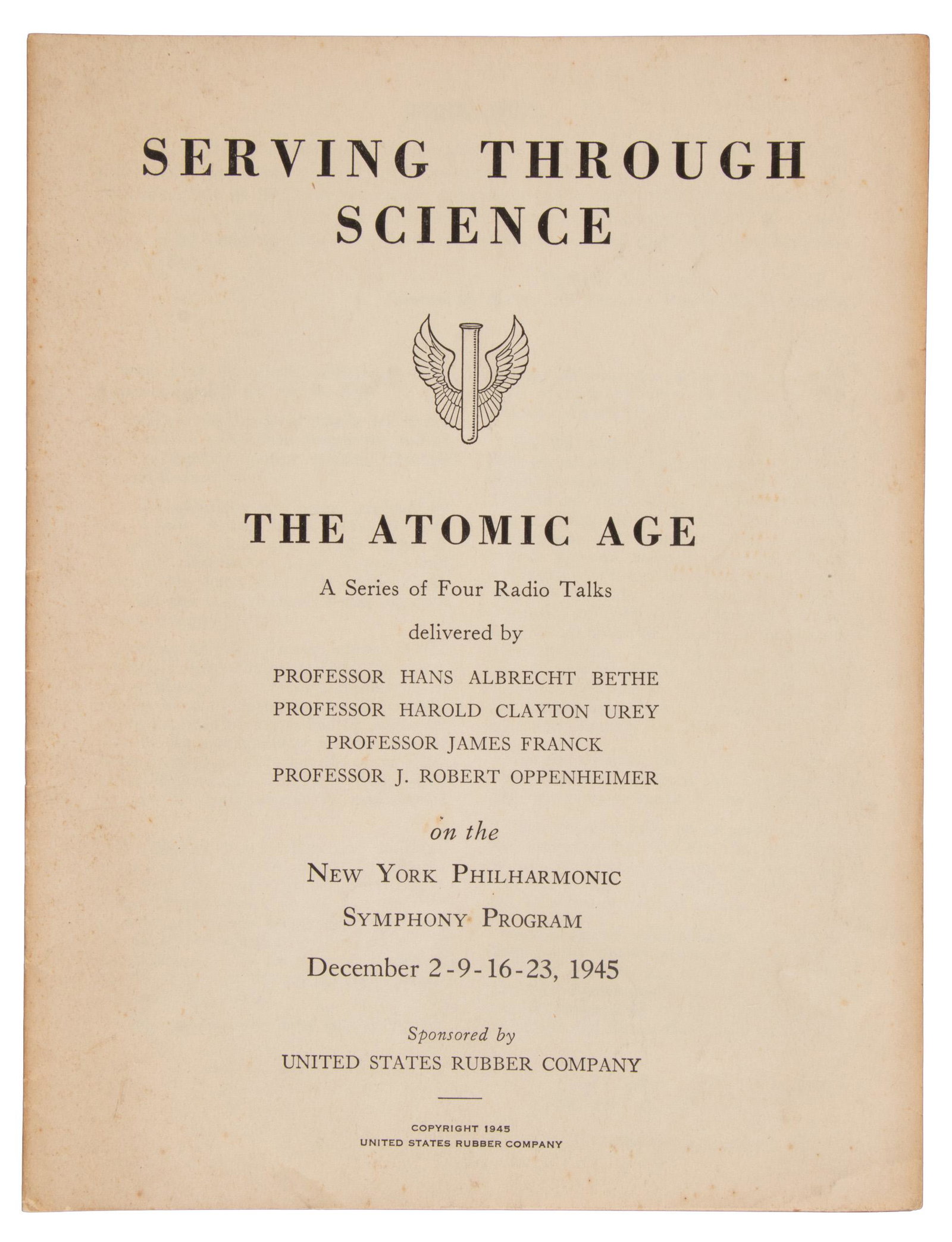 1945 Radio speeches by 4 Atomic Bomb scientists, (1 of 1)