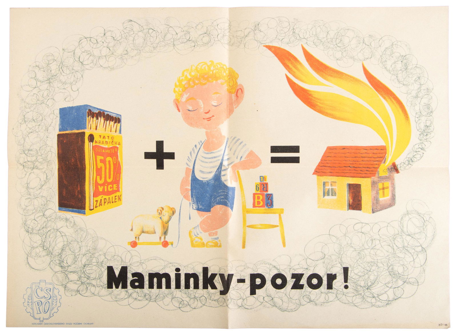 Czechoslovakian fire safety poster, c. 1950's (1 of 1)