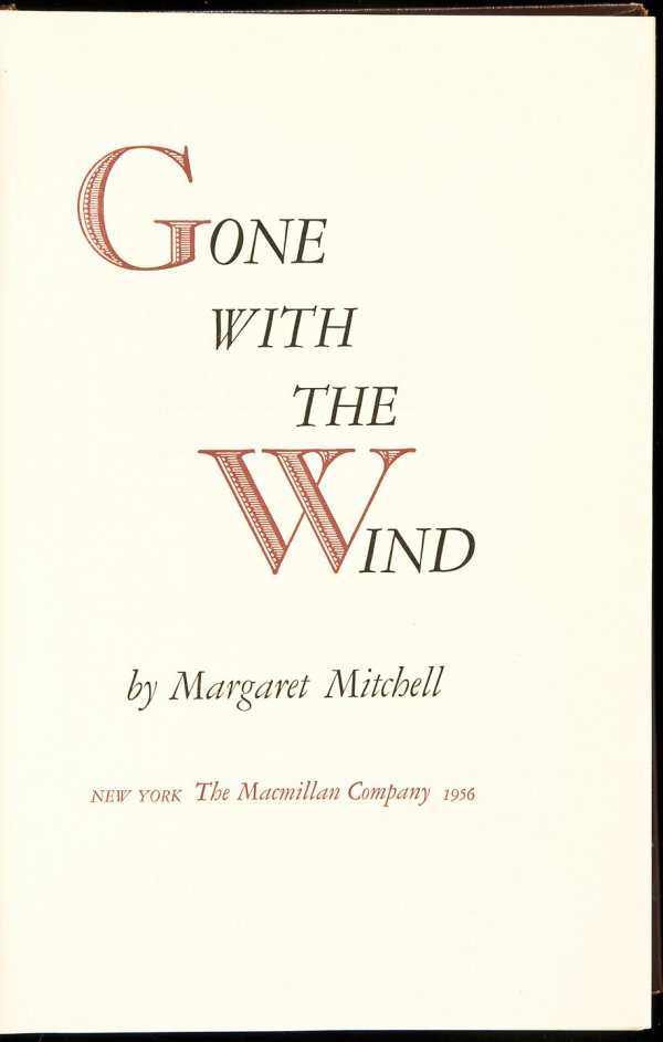 Gone With the Wind Special Edition: Title: Gone With the Wind Author: Mitchell, Margaret Description: Maroon leather, spine gilt. One of an unspecified number of "limited edition" copies.Issued in celebration of the dedication of "White